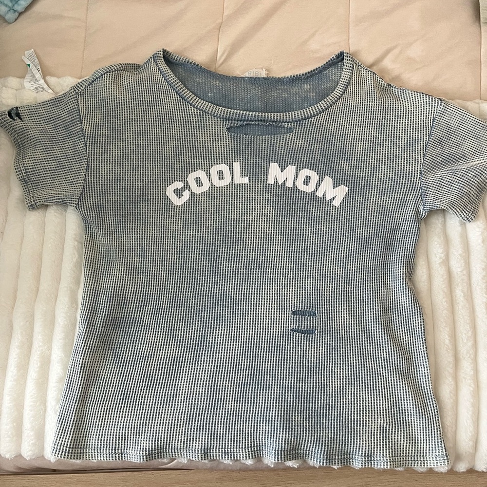 BiBi Blue and White 'Cool Mom' Tee